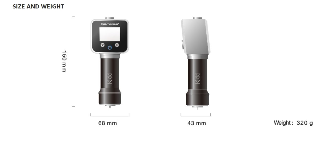 Bareiss Digital Durometers Hardness Tester - Weight and Size Information