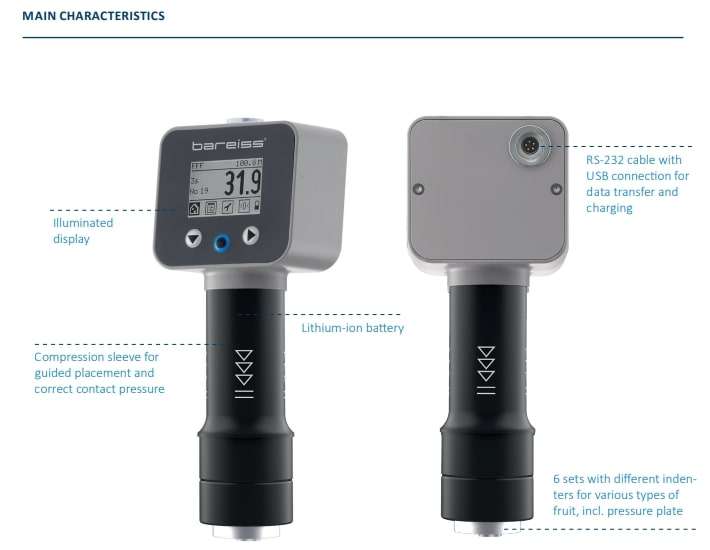 Bareiss Fruit Petnetrometer Main Characteristics